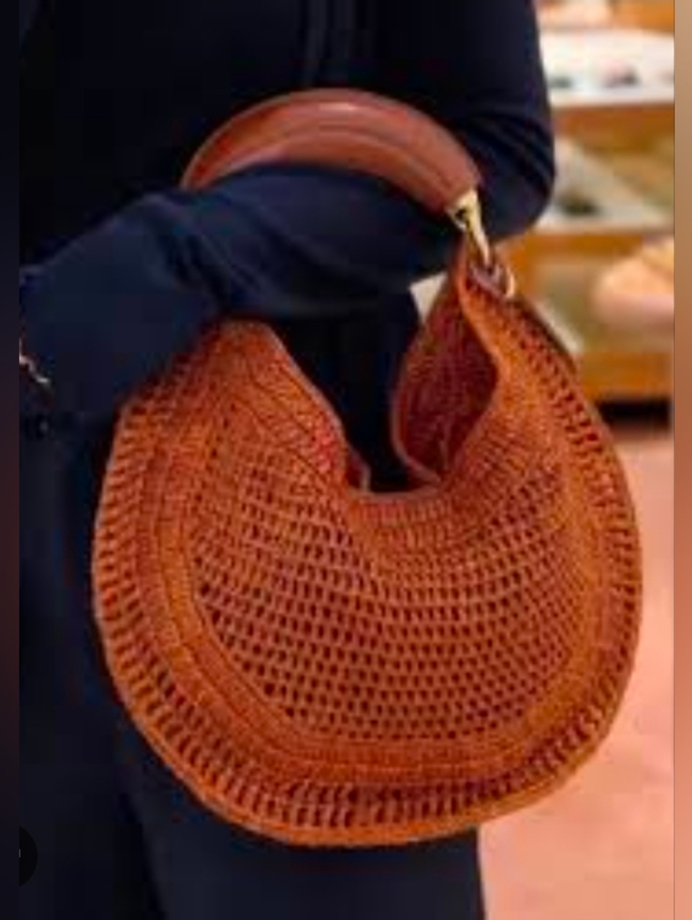 Urban Expressions Brown Woven Crescent Hobo with Padded Handle - Picture 3 of 16